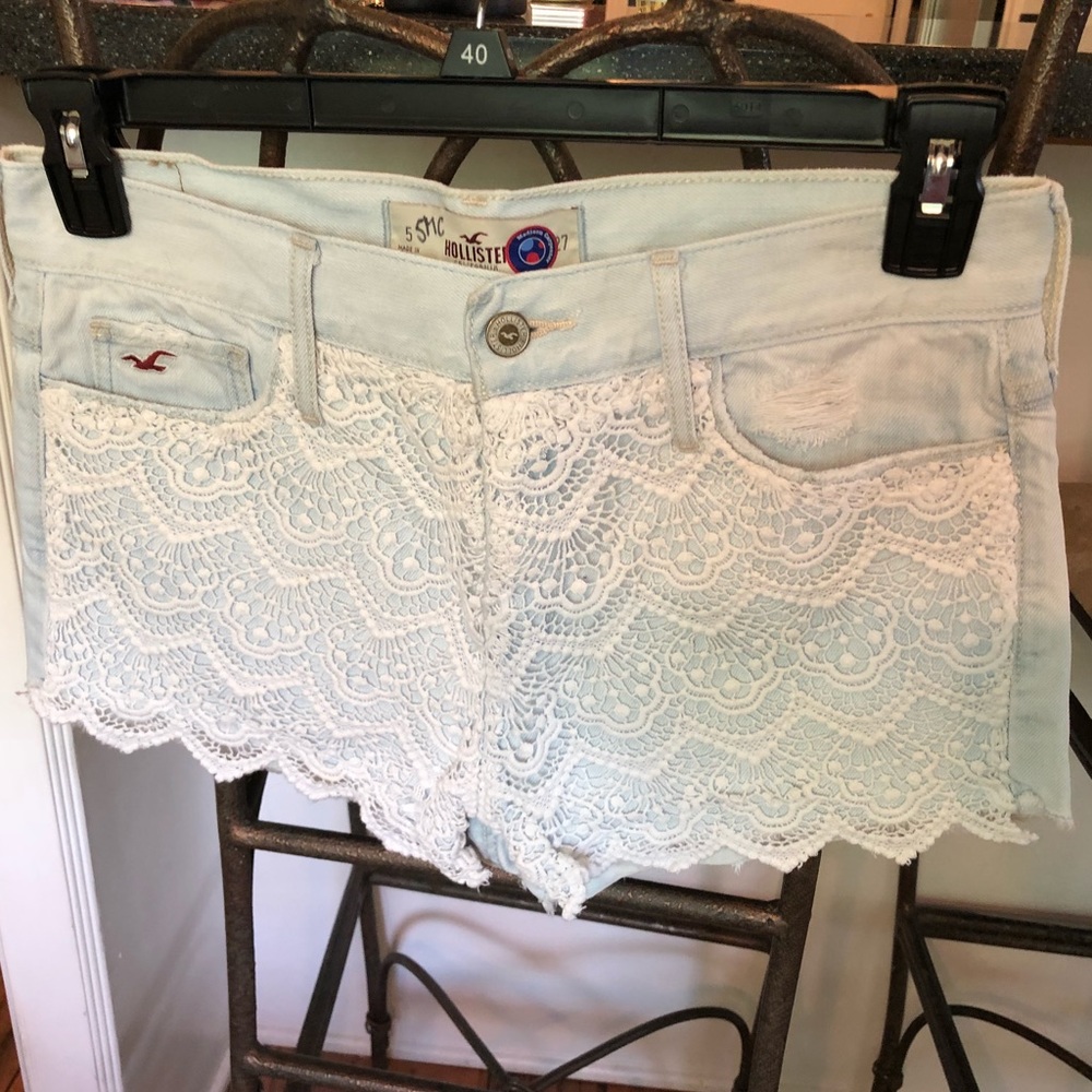 lace front denim shorts